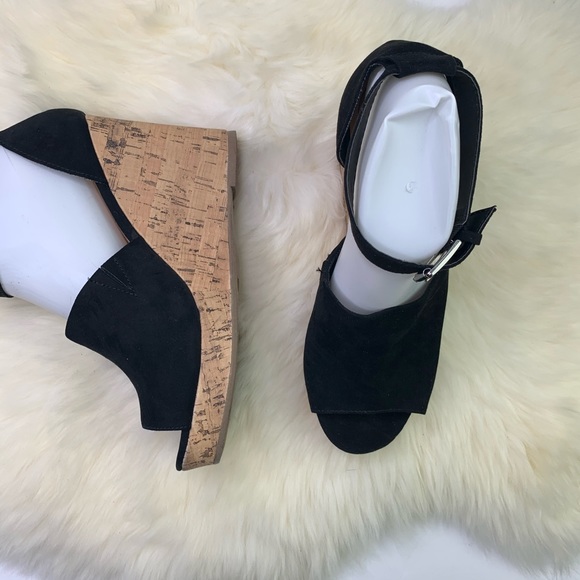 Big Buddha Shoes - BIG BUDDHA BLACK SUEDE CORK PLATFORM